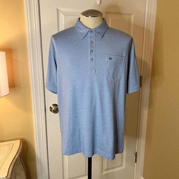 EUC Men's Travis Mathew Blue Golf Style Polo Shirt w/ Chest Pocket Size MEDIUM - Picture 1 of 4